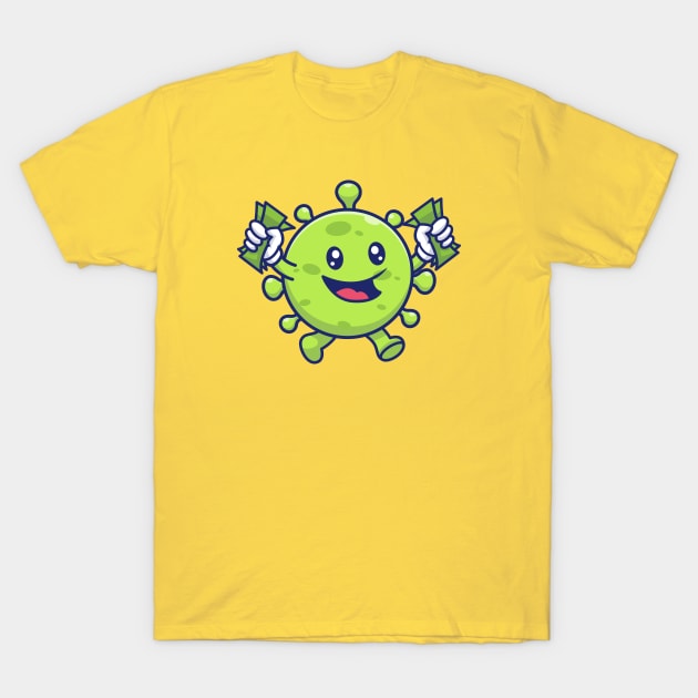 Cute virus with money cartoon 3 T-Shirt by Catalyst Labs